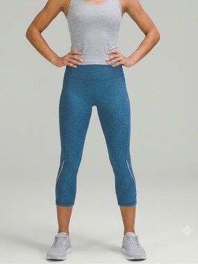 KYODAN Blue Geo Print Thick Cropped Leggings
